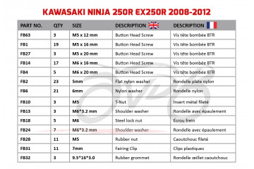 AVDB Specific Hardware / Complete Bolts & Screws Fairing Kit for KAWASAKI NINJA 250 250R / EX250R 2008 - 2012 AVDB Specific Hardware / Complete Bolts & Screws Fairing Kit for KAWASAKI NINJA 250 250R / EX250R 2008 - 2012