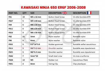 AVDB complementary Hardware / Bolts & Screws Kit for Fairing KAWASAKI ER6F / NINJA 650 2005 - 2008 AVDB complementary Hardware / Bolts & Screws Kit for Fairing KAWASAKI ER6F / NINJA 650 2005 - 2008
