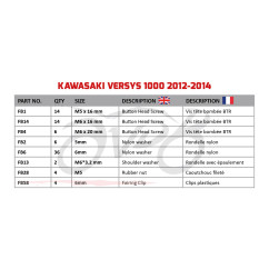 Spezifischer Schraubensatz AVDB für Verkleidungen KAWASAKI VERSYS 1000 2012 - 2014
