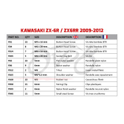 Kit de tornillos AVDB complementario para carenados KAWASAKI ZX6R 2009 - 2012