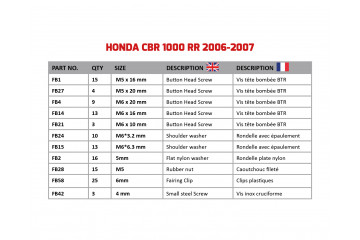 Kit de tornillos AVDB especifico para carenados HONDA CBR 1000 RR 2006 - 2007 Kit de tornillos AVDB especifico para carenados HONDA CBR 1000 RR 2006 - 2007