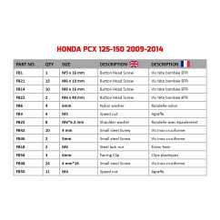 Kit de visserie AVDB spécifique pour carénages HONDA PCX 125 / 150 2009 - 2014