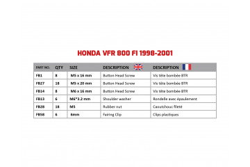 AVDB Specific Hardware / Complete Bolts & Screws Fairing Kit for HONDA VFR 800 Fi 1998 - 2001 AVDB Specific Hardware / Complete Bolts & Screws Fairing Kit for HONDA VFR 800 Fi 1998 - 2001