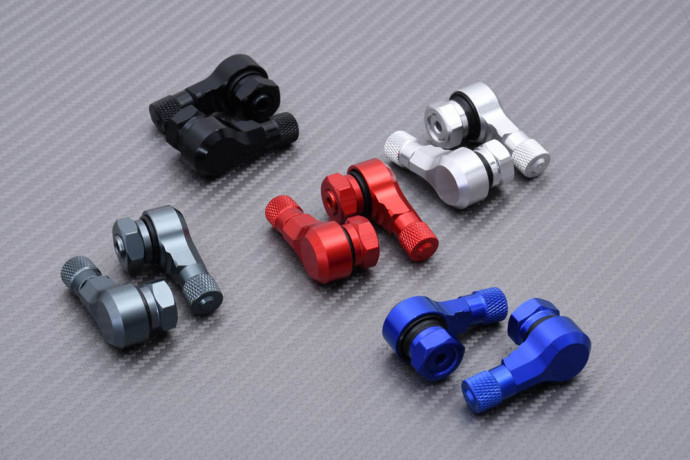 Paar Abgewinkelte Ventilkappen aus eloxiertem Aluminium 8.3 MM - DESIGN 2