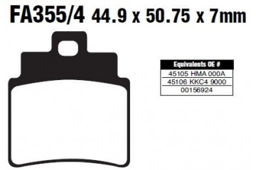 Jeu de plaquettes de frein EBC Performance FA355/4R Utilisation Intensive