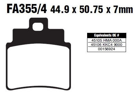 Jeu de plaquettes de frein EBC Performance FA355/4R Utilisation Intensive