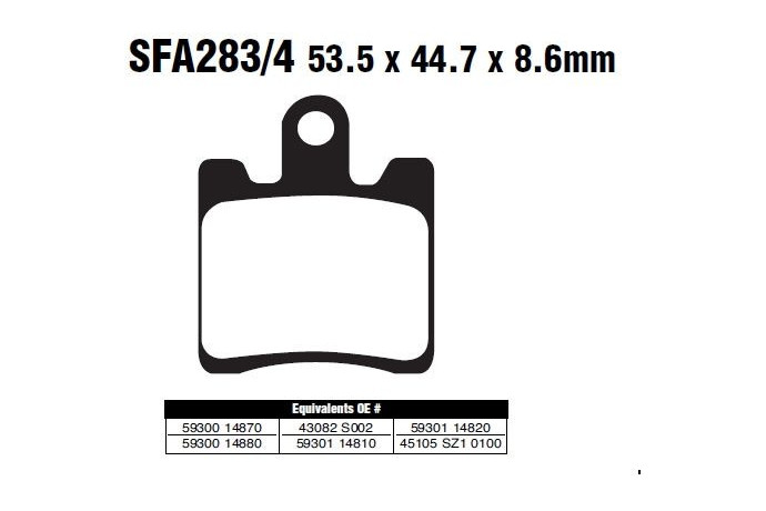 Jeu de plaquettes de frein EBC SFA283/4 SFAC283/4,SFA283/4HH Utilisation Ville et Route Jeu de plaquettes de frein EBC SFA283/4 SFAC283/4,SFA283/4HH Utilisation Ville et Route