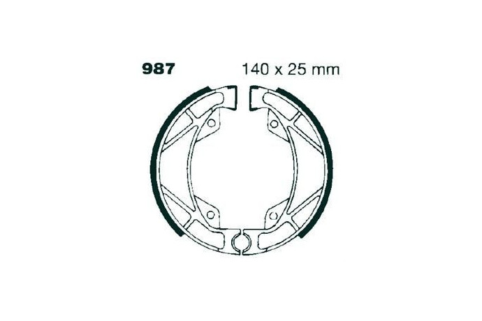 Kit de mâchoires / Tambours de frein arrière EBC 987 GILERA DAKOTA / ER 350 / 500 1985 - 1987