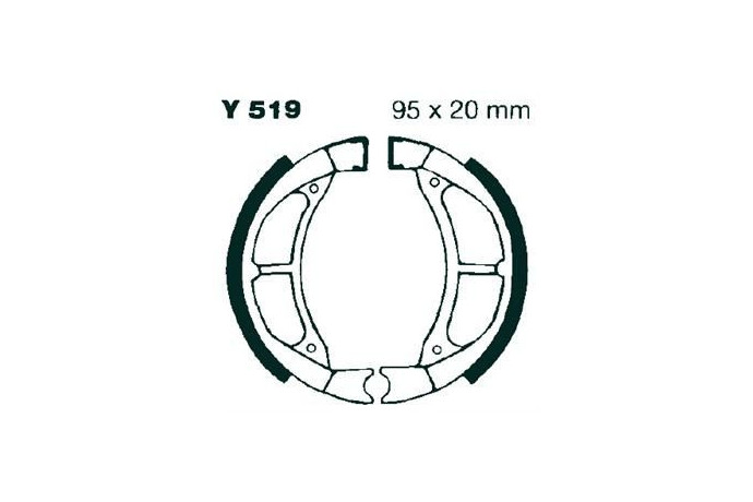 Kit de mâchoires / Tambours de frein avant / arrière EBC Y519 YAMAHA GA / CG / CY / LC / MS / SA / YJ / YV 50 1980 - 2015