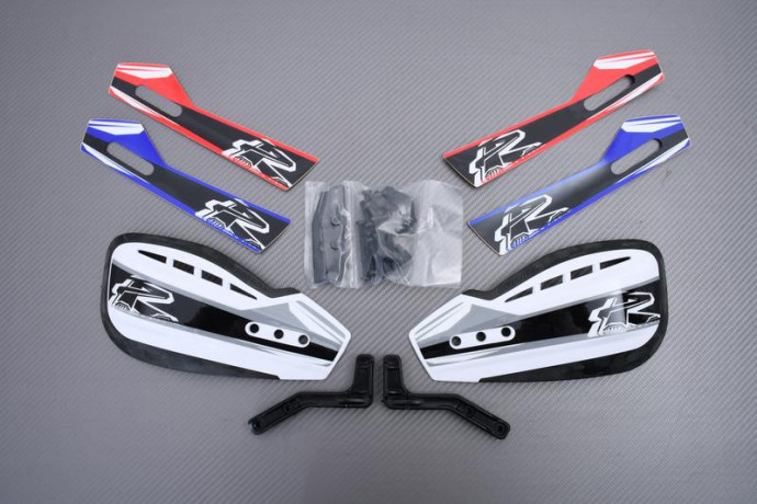 Paire protèges mains universels RENTHAL avec fixation et stickers de rechanges pour guidon de 22mm Paire protèges mains universels RENTHAL avec fixation et stickers de rechanges pour guidon de 22mm