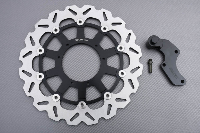 Disco freno anteriore maggiorato 320 mm con staffa di decentramento HONDA CRF / CR 125 / 250 / 450 2004 - 2018 Disco freno anteriore maggiorato 320 mm con staffa di decentramento HONDA CRF / CR 125 / 250 / 450 2004 - 2018