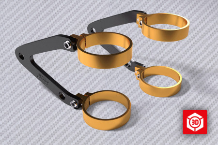 Staffe di fissaggio fari per forcelle con diametro da 37 a 55 mm Design 1 - UNIK By AVDB