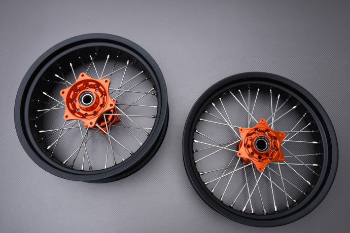Paire de Jantes Avant Arrière 17'' / 17'' Supermotard KTM XCF / XC 125 / 250 / 350 / 450 2015 - 2023