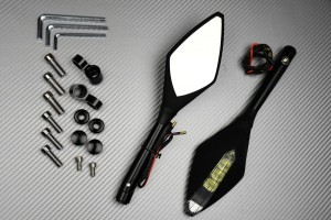 Pair of Aluminum / Plastic Rearview Mirrors with Integrated Turn Signals