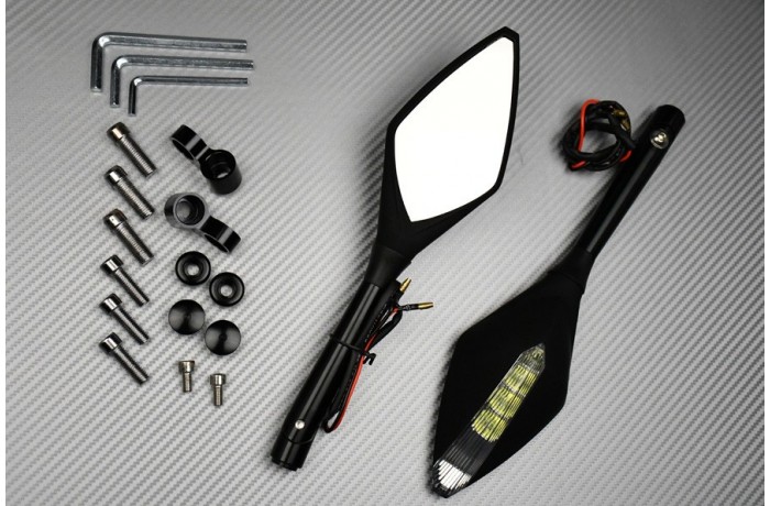 Pair of Aluminum / Plastic Rearview Mirrors with Integrated Turn Signals Pair of Aluminum / Plastic Rearview Mirrors with Integrated Turn Signals
