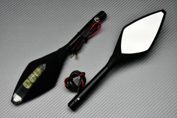 Coppia di retrovisori in alluminio / Plastica con indicatori di direzione integrati Coppia di retrovisori in alluminio / Plastica con indicatori di direzione integrati