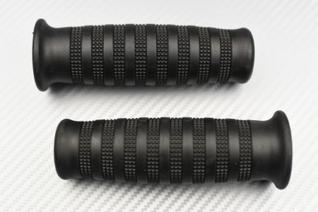 Paire de Poignées Caoutchouc Noires - Style Café Racer