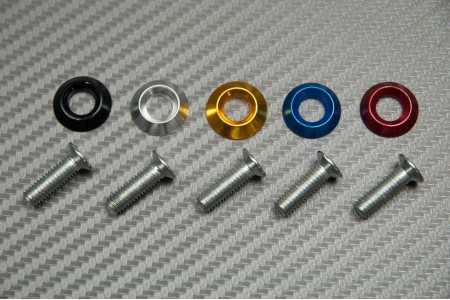 Decorative screw with colored washer
