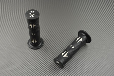 Coppia di manopole in gomma nero / bianco 22 / 24mm