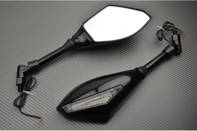 Pair of "Universal" Rearview Mirrors with Integrated Turn Signals for Naked Motorcycles Pair of "Universal" Rearview Mirrors with Integrated Turn Signals for Naked Motorcycles