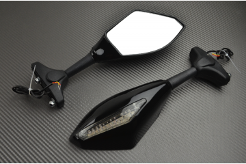 Pair of "Universal" Rearview Mirrors with Integrated Turn Signals for Sportbikes / Sport GT